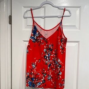 Red Floral Spaghetti Strap Women's Tank Top